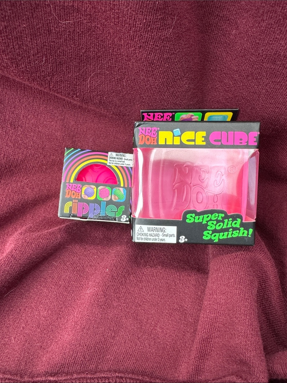 Needoh Pink Nice Cube and Pink Tiny Ripple Ball